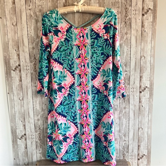 Lilly Pulitzer Ophelia Dress Medium Aqua Seaside Coconut - Picture 1 of 3